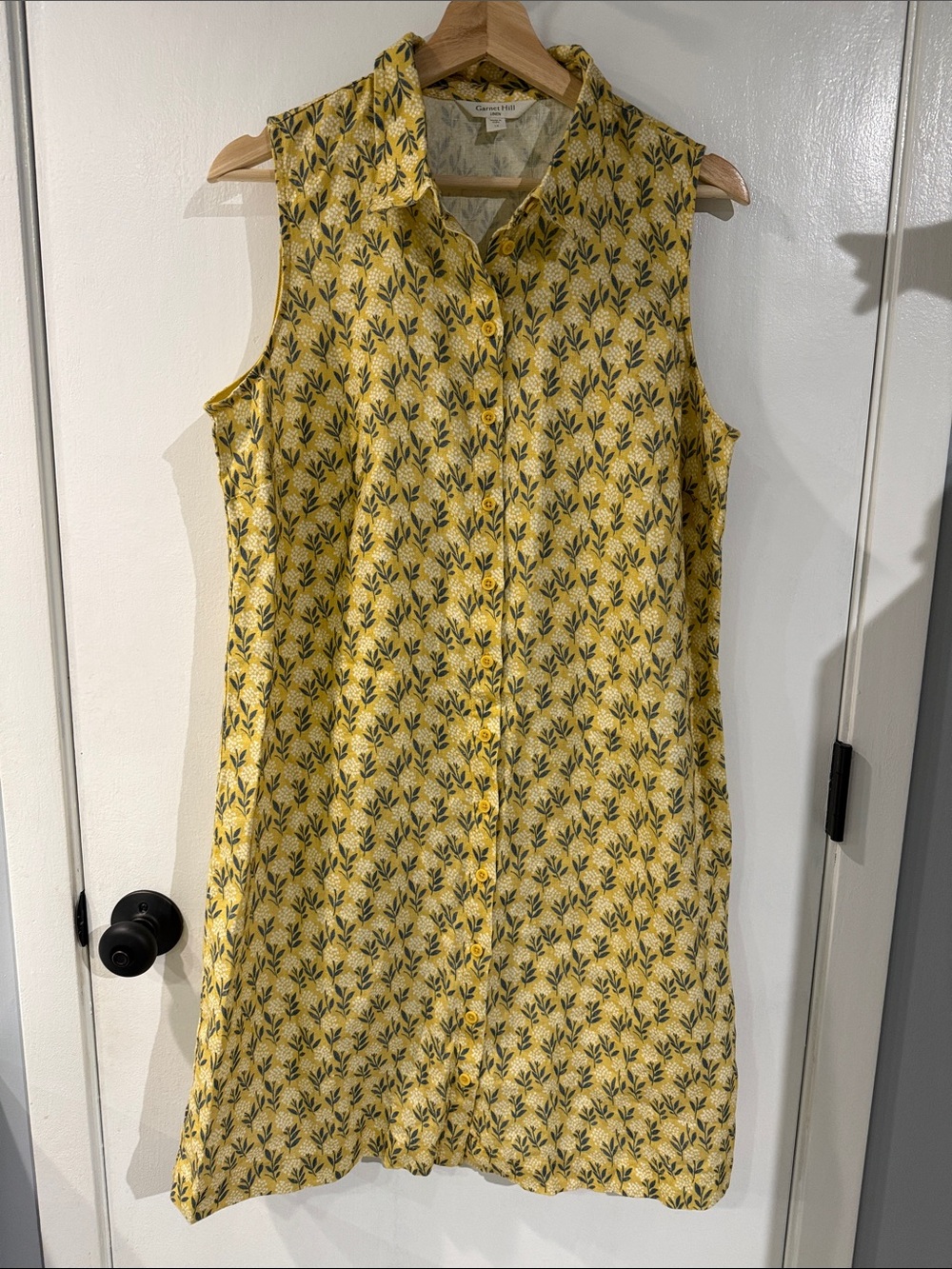 Garnet Hill Yellow and Blue Linen Floral dress